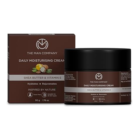The Man Company Daily Moisturising Cream With Shea Butter & Vitamin E for Moisturizing & Hydrating | All Skin Types | 50 gm