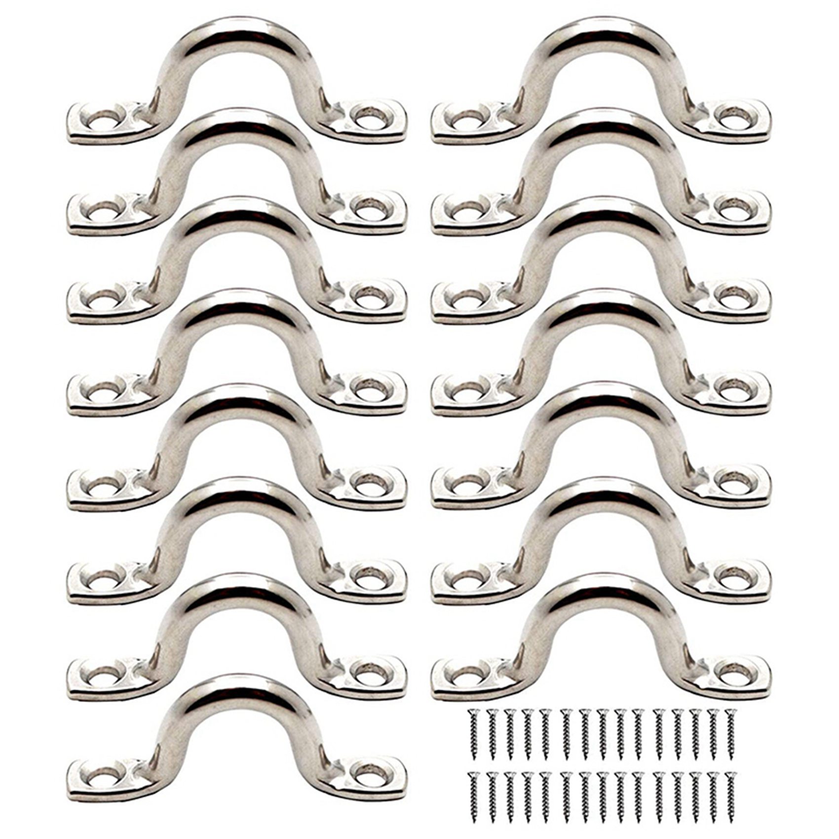 JAERBEE 60Pcs Stainless Steel Plate Eye Plates Ceiling Hook Kayak Eye Plate Kayak Pad for Kayak Canoe, Kayak Canoe Rigging