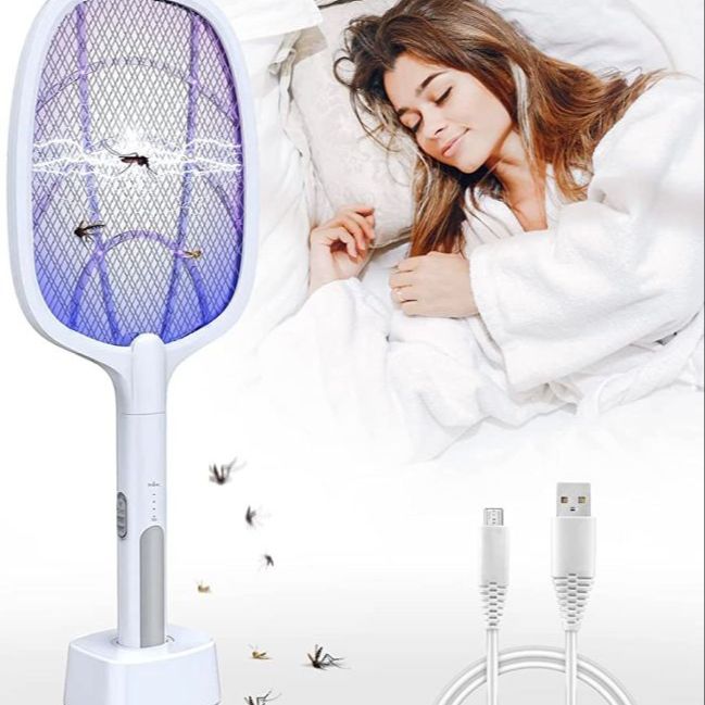 Rechargeable Electric Mosquito Killer Bat with LED UV Light | High-Power Insect Racket for Flies, Mosquitoes & Bugs | Safe Net & Long Battery Life