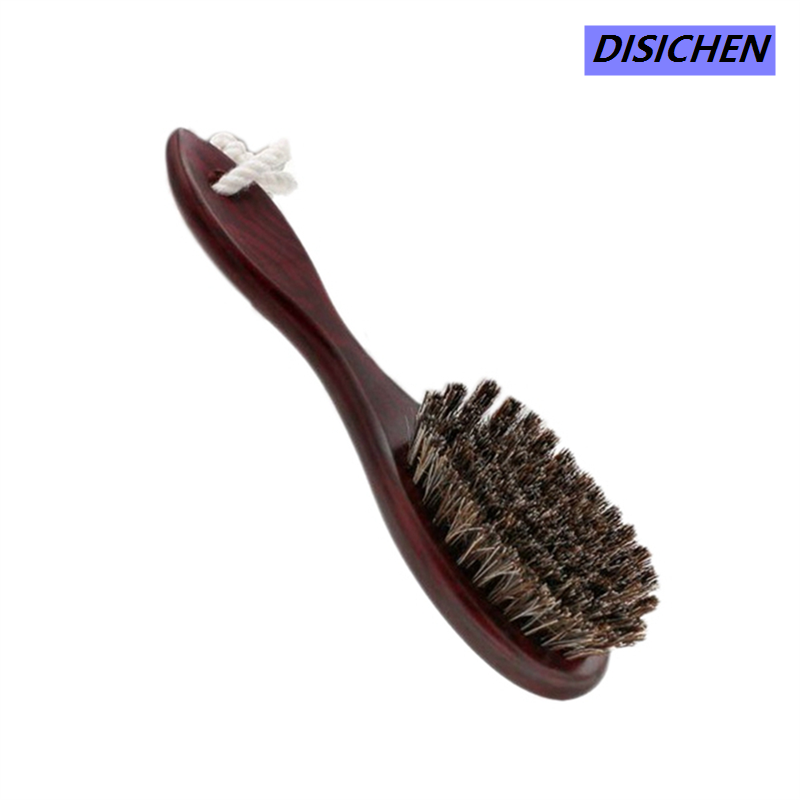 DISICHEN 【The Edge of Beauty】2X Horse Hair Wave Hair Beard Brush Hair Comb Wooden Handle Large Curved Men Natural Hair Hair Tools
