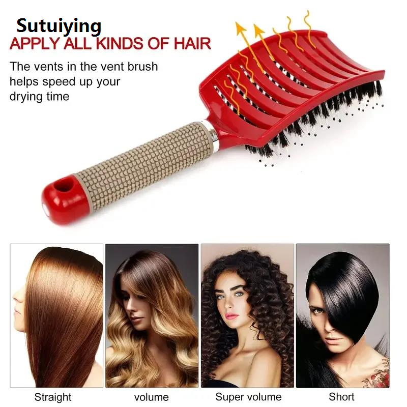 Sutuiying 1pc Magic Scalp Massage Hair Brush for Women - Professional Detangling Portable Tool Salon Fluffy Hair Styling Comb for Wet Curly Hair