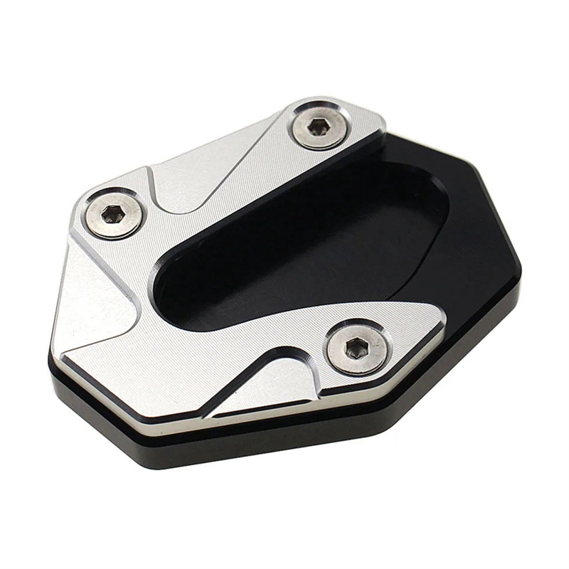 Motorcycle Kickstand Pad Extension Plate Foot Side Stand Side Stand Enlarge Pad for TV800 800SCS (Silver)