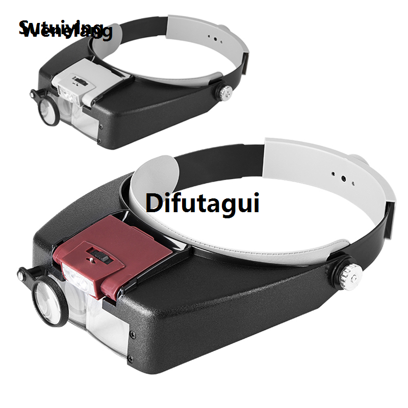 Difutagui Wenefang Sutuiying Head-Mounted Magnifier LED Illumination 1.5X 3X 8.5X 10X Helmet Luxury New style Fashion Style Magnifying Glass Jewelry Watch Maintenance Read Magnifier