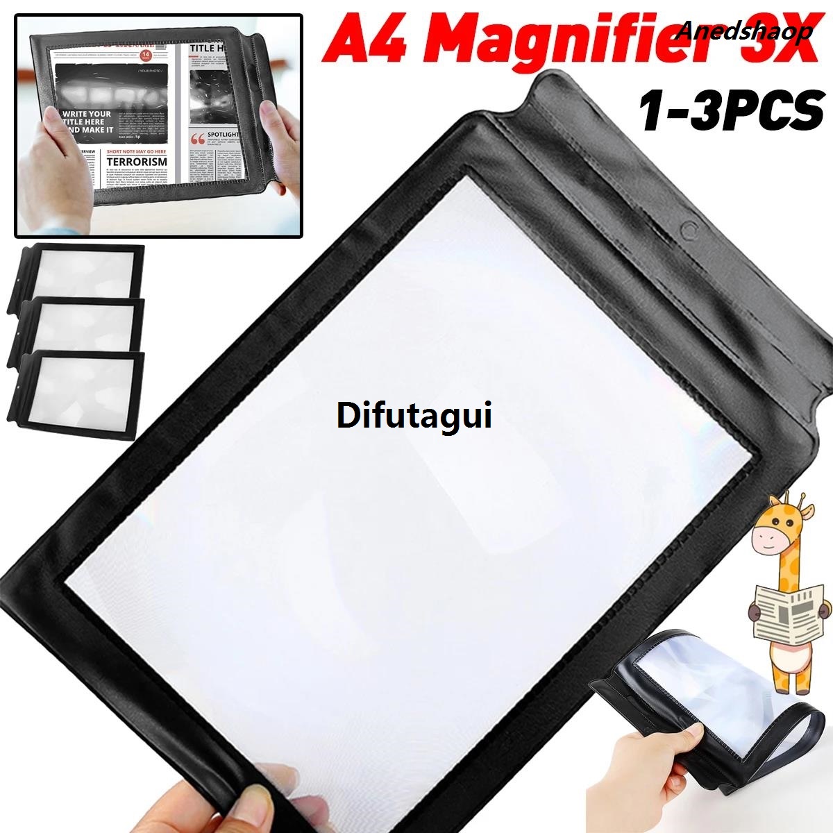 Difutagui 3-1PCS Magnifying Glass A4 Full Page Large Sheet Magnifier Magnifying Bargain Bargain price price Glass Book Page Magnification 3X Handheld Magnifier Loupe