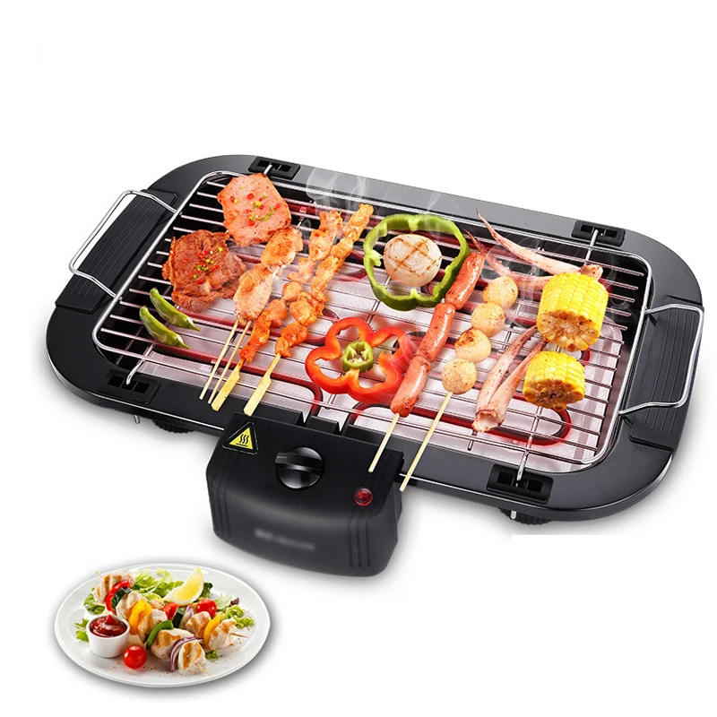 2000W Smokeless Indoor Electric Grill with Thermostat - 5 Gear Adjustable BBQ Griddle 220V Desktop Barbecue Machine for Home Cooking
