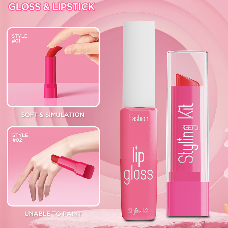 Bizzy Girl Makeup Toys Pretend Princess Play House Simulation Cosmetics Lipstick Eyeshadow Set Toys for Kids Girls Birthday Xmas Gift