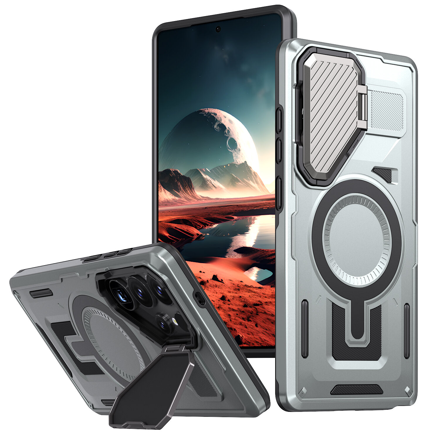 HODON Armor Camera Holder Magnetic Phone Cases For Samsung Galaxy S26 S25 S23 S24 Ultra Plus S23 FE A14 A05 A15 A35 A55 A06 A16 Magsafe Case Wireless Charge Shockproof Back Cover