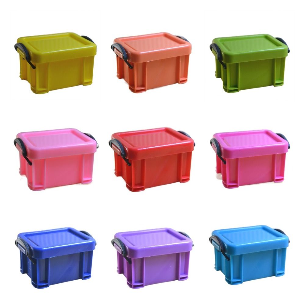 Multi-functional Mini Buckle Storage Box Minimalism Candy Color Mini Storage Container Plastic Desktop Organizer Box Hair Clips