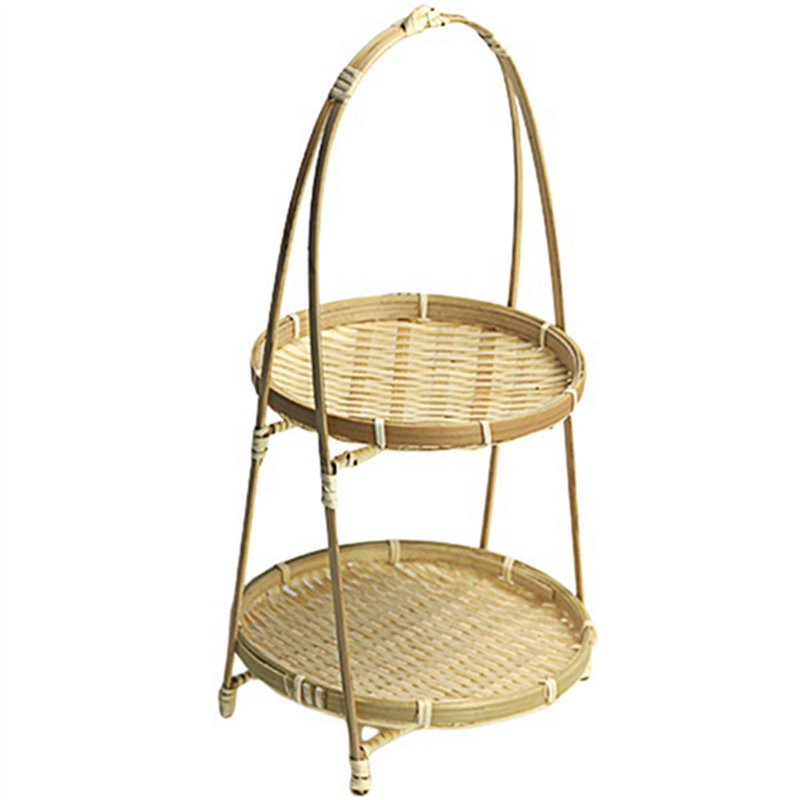 ARELENE 4X Bamboo Weaving Wicker Baskets Dish Handmade Home Decoration Storage Fruit Bread Food for Kitchen Organizer