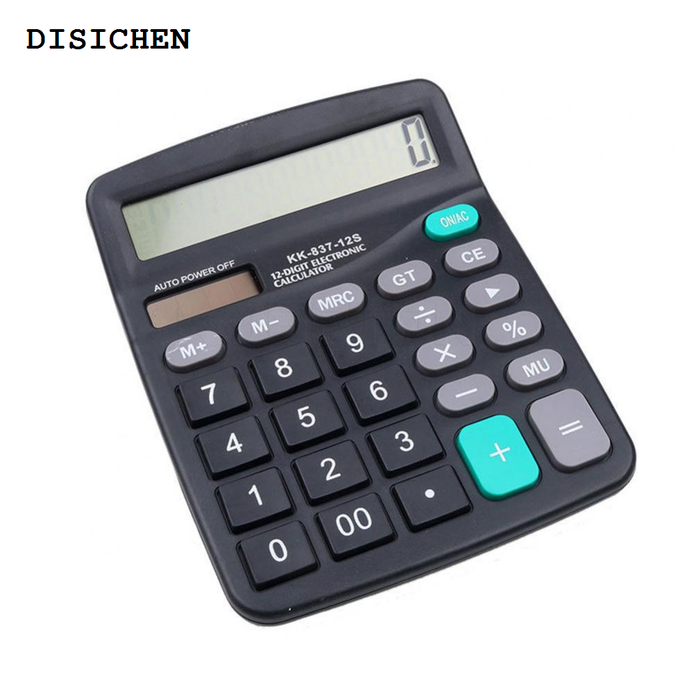 DISICHEN High Quality Retro Calculator Portable Solar Power 12 Digits Scientific Calculator Student School Study Supply