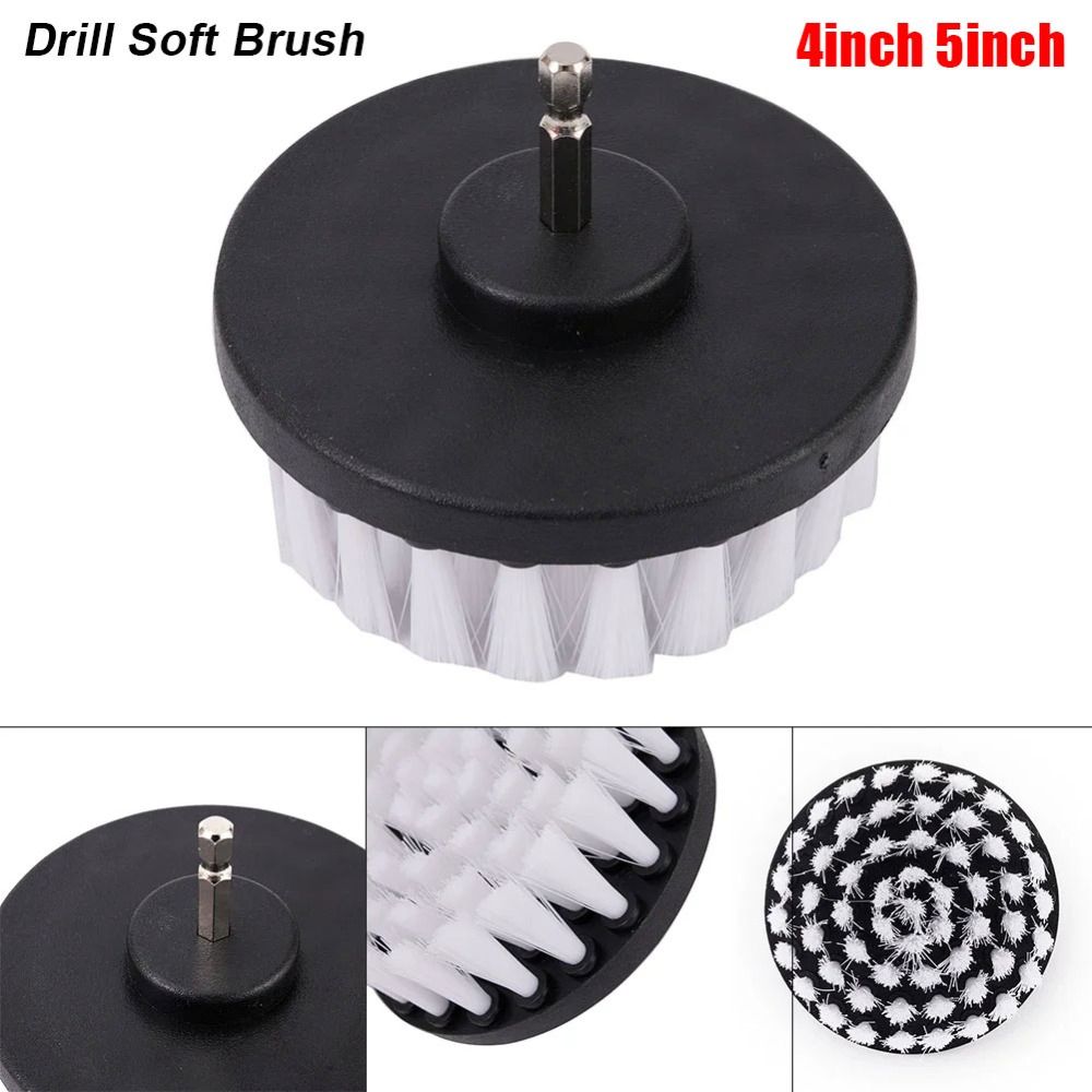 1Pcs Durable Nylon Drill Soft Brush 4/5inch White Electric Drill Brush Cleaner Cleaning Brush For Cleaning Carpet Leather Glass