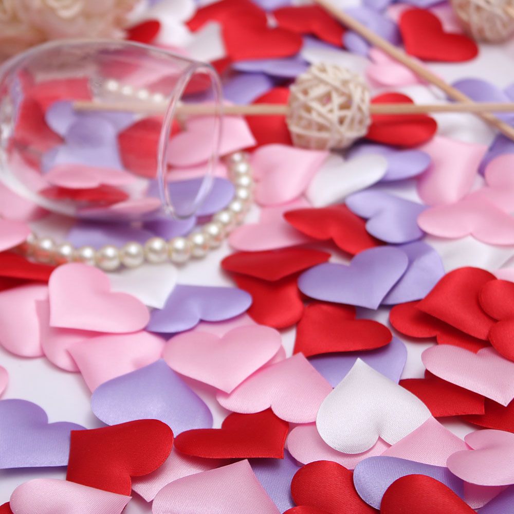 100pcs Sweet DIY 3D Flower Craft Love Heart Wedding Party Padded Fabric Throwing Rose Petals