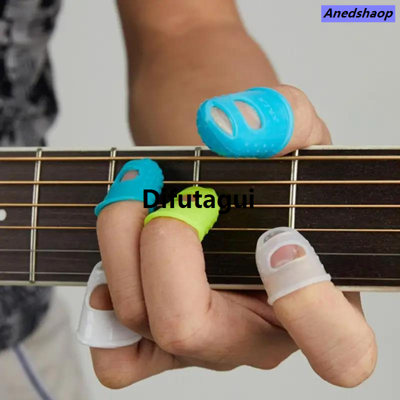 Difutagui 4/10/30Pcs Silicone Finger Guards Guitar Fingertip Protect Luxury ors For Ukulele Guitar Non-Slip Finger Sets （Random Color）