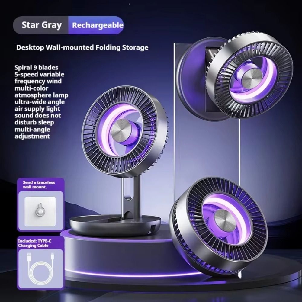 Electric Fans Rechargeable High-speed Turbos Air Conditioning Portable Size Compact Size Fresh Air Fan Wall Mounted Foldable Cooling Tools Desk Fan Kitchen