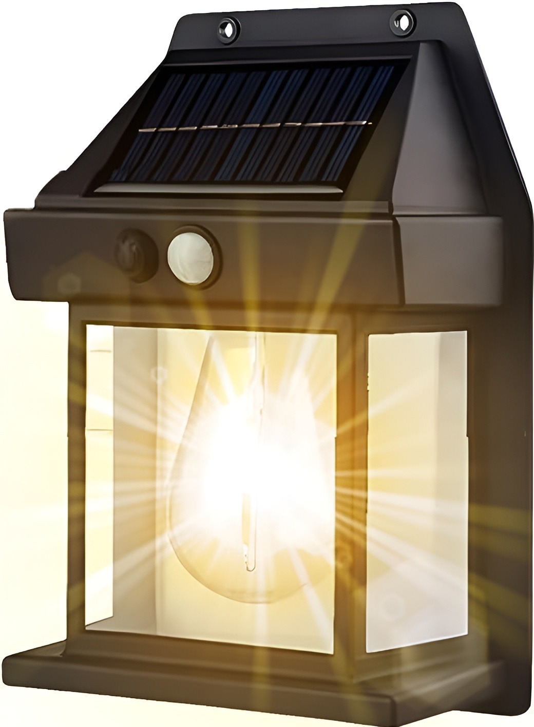 badgeRessence Tungsten Bulb Powerful LED Solar Outdoor Garden Wall Light with Human Sensor Wireless With Different Modes Fully Automatic 1pc