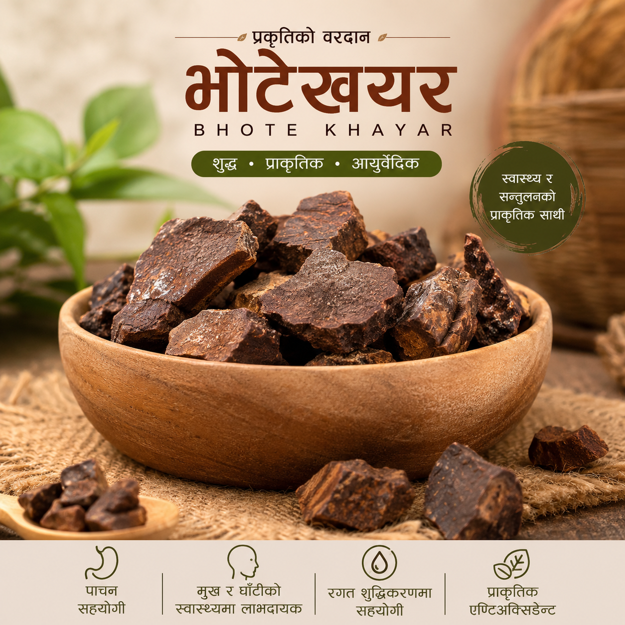Premium Bhote Khayar | 100% Natural Ayurvedic Herbal Bark | Traditional Herbal Ingredient | Chemical-Free | Hygienically Packed