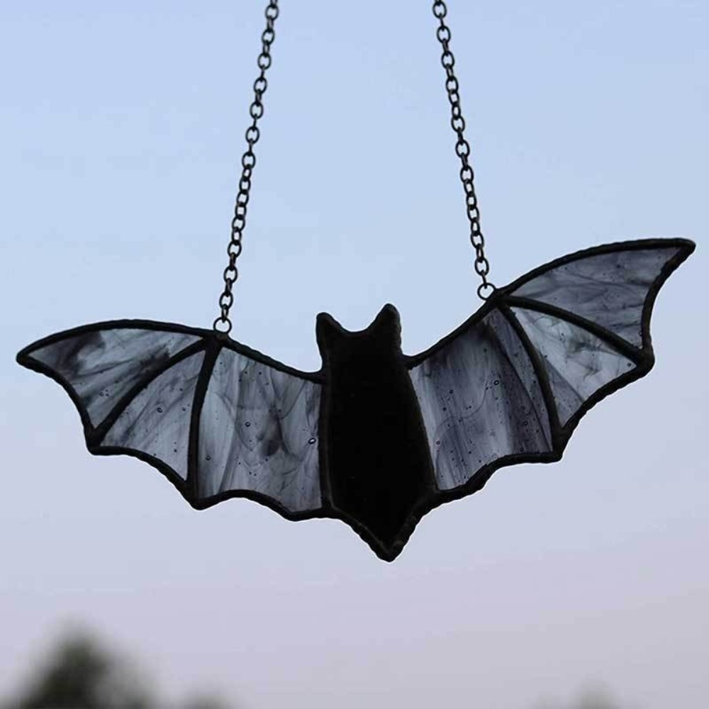 1pc/2pcs Portable Acrylic Window Hanging Black Halloween Decorations Bat Suncatcher Wall Hangings Party Accessories Bat Stained for Indoor