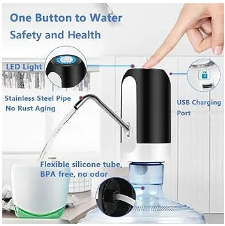 Water Jug Pump, Electric Water Bottle Pump, USB Charging Automatic Drinking Water Pump For Universal 3-5 Gallon Bottle, Portable Water Dispenser For Camping