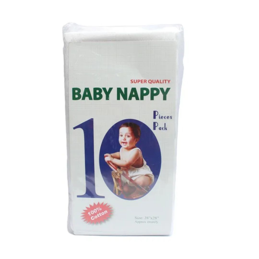 White Baby Nappy 10 Pieces Pack 28"x28"