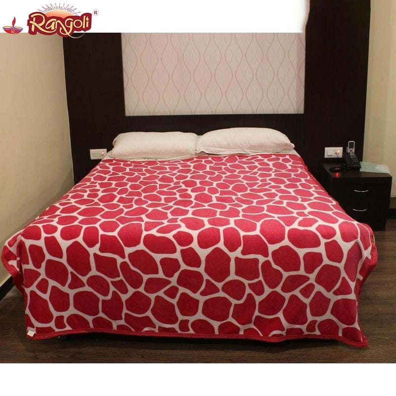 Pink/White Jaguar Print Double Bed Thin Fleece Blanket
