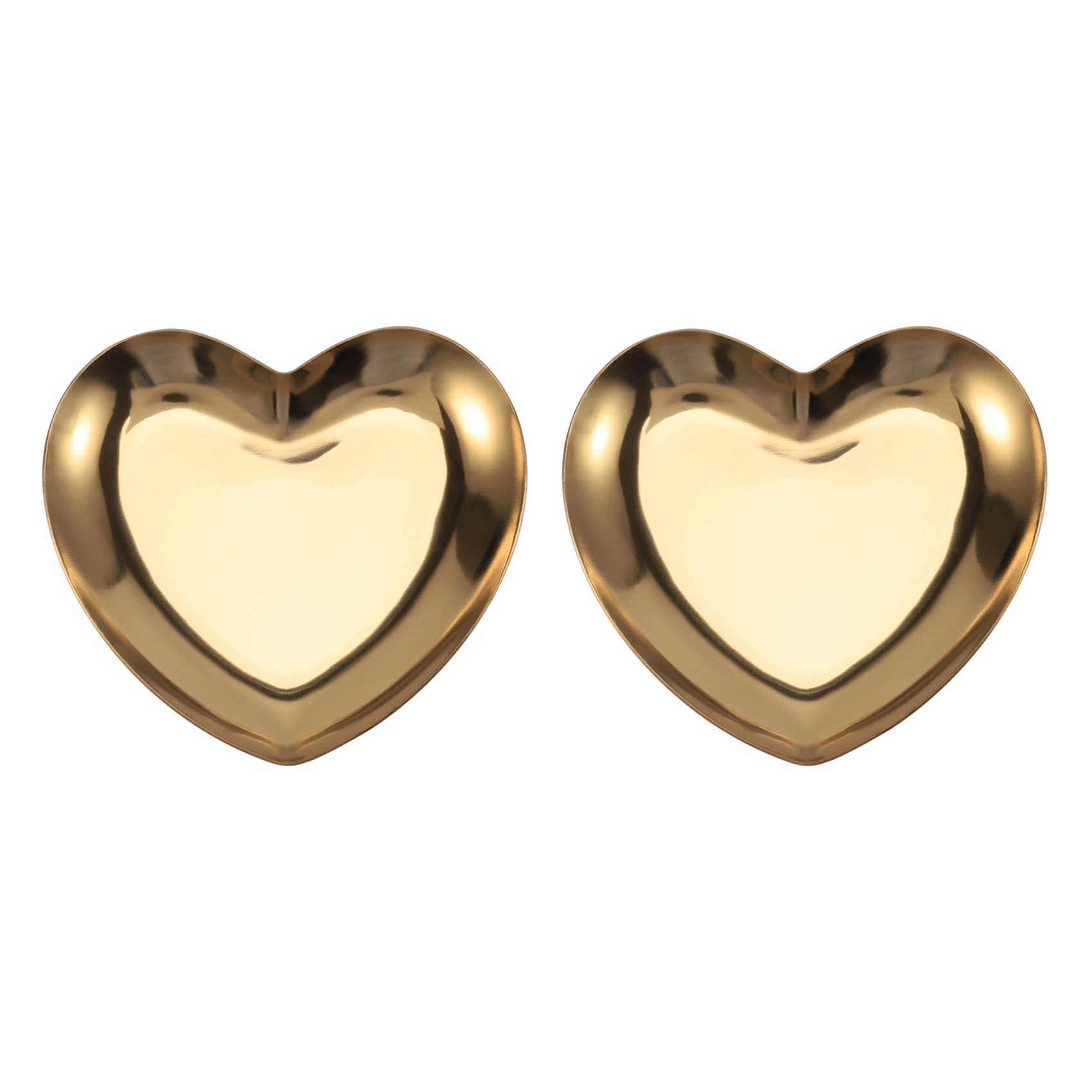 fasdaga 2X Heart Shaped Jewelry Serving Plate Metal Tray Storage Arrange Fruit Tray Home Gold