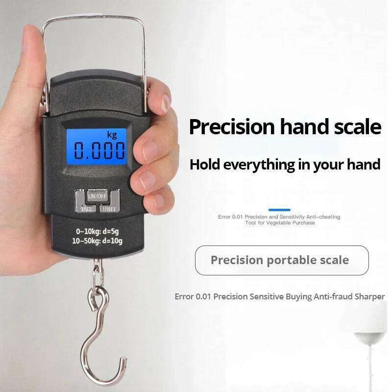 1pc Black 50kg Electronic Portable Lage LCD Digital Display Screen Express Delivery Hook Mini Scale