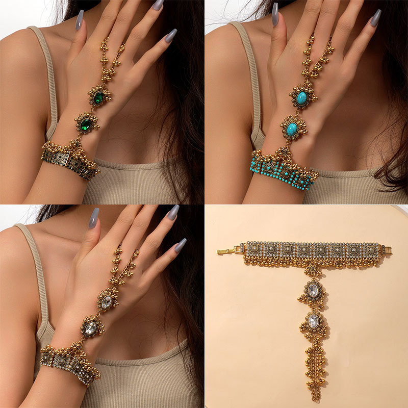 【New Style Diamond Beads Tassel Finger Bracelet Women's Retro Bracelet