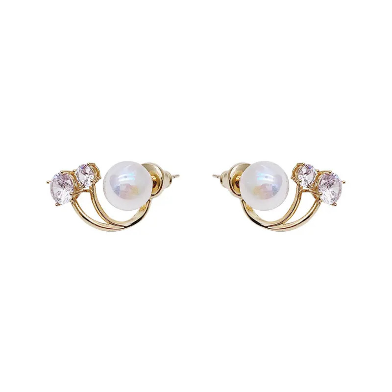 Elegant Trendy Korean Crystal Metal Pearl Ear Clips For Women Fashion Ear Claw Earrings For Girls