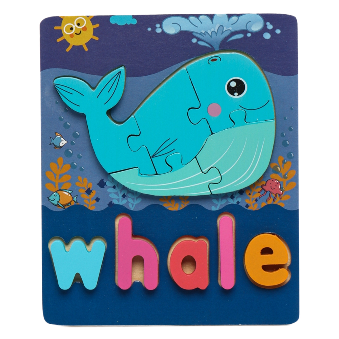Colorful 3D Wooden Crab Shaped Puzzles with English Spelling Words, Early Learning & Education Montessori Toy for Baby