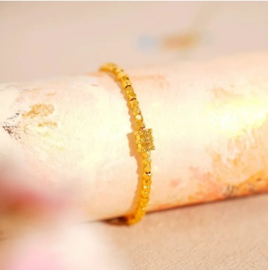 Sikhai Brand 24K Gold-Look Women’s Small Bead Bracelet - Non-Fading, Simple & Modern Fashion Jewelry