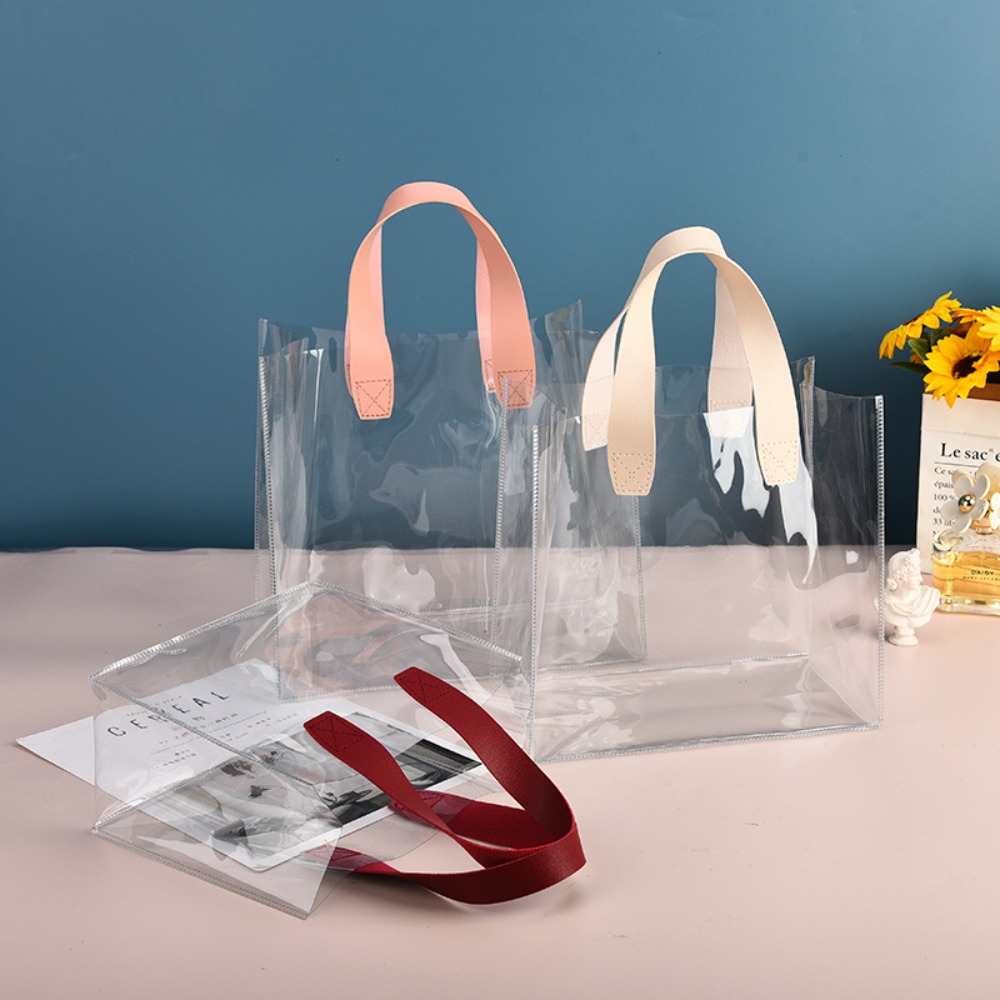 High Quality PVC Clear Tote Bag Transparent Handle Transparent Shopping Bags Waterproof Storage Bag