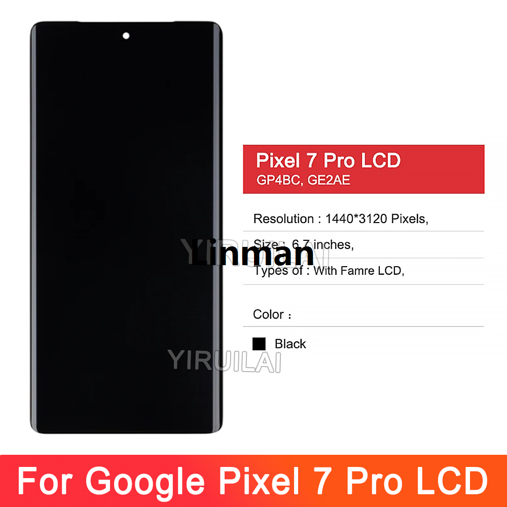 Linman Super AMOLED For Google Pixel 7 Pro Lcd Display Touch Screen DiBargain price gital For Google 7 Pro GP4BC GE2AE With Frame Screen Replacement