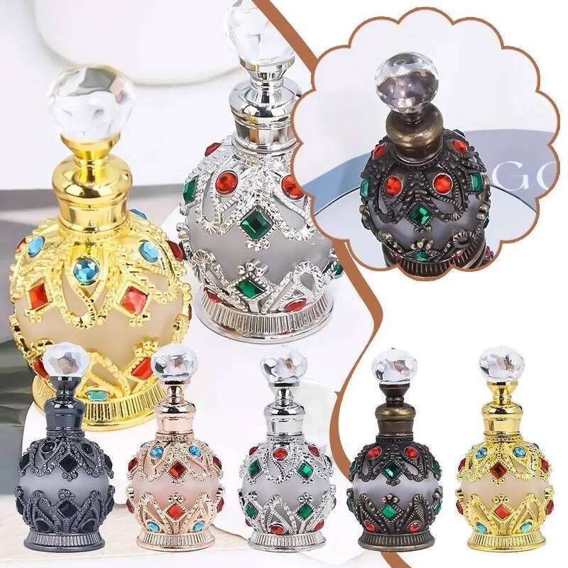 15ML Glass Perfume Bottle For Essential Refill Arabic Design Premium Aroma Oil Dispenser
