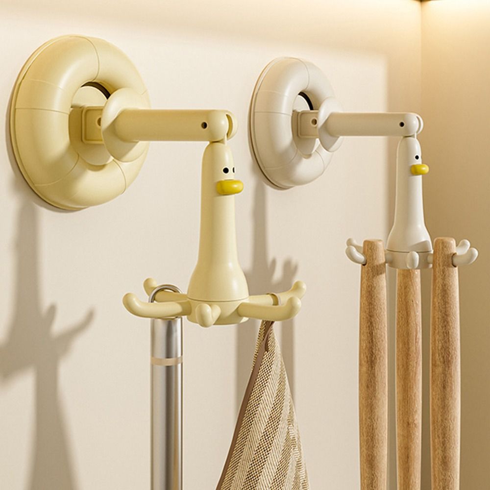 New Punch-free Cartoon Duck Hook Suction Cup Rotating Kitchen Rack Six-claw Bathroom Small Hanger