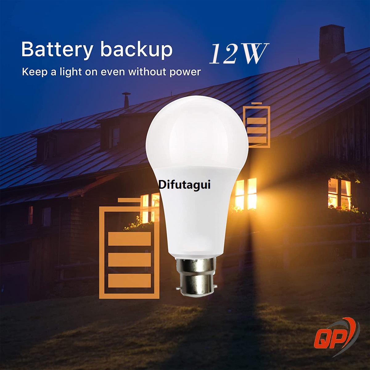 Difutagui QP 9 W 12W -20W-25W-100W LED White Emergency Rechargeable Fashion Bulb Lighting up During Power Outage