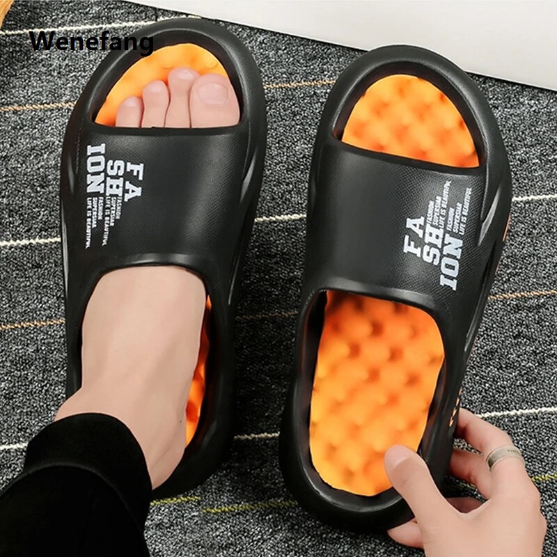Wenefang Fashion Massage Slippers Men Summer Indoor Outdoor Sandals Beach Luxury Casual Shoes Soft Sole Slides Men Flip-Flops Men's Sandals