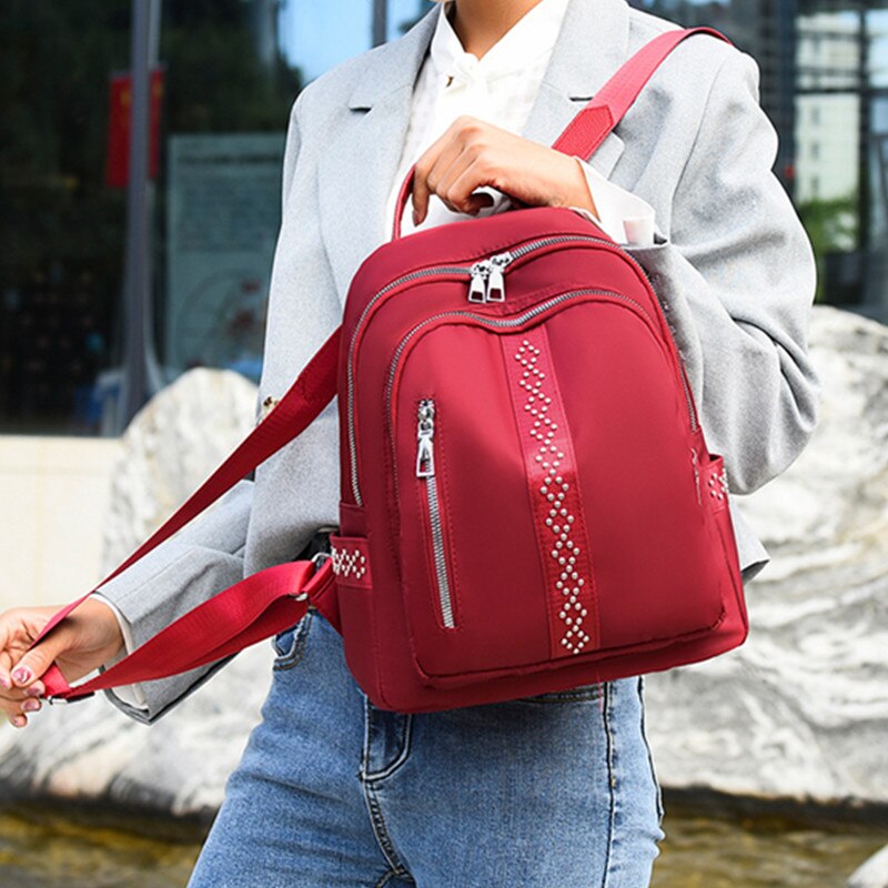 Rivet Design Backpacks for Women Quality Oxford Backpack High Capacity Teenage Girl School Backpack Luxury Designer Lady Backbag