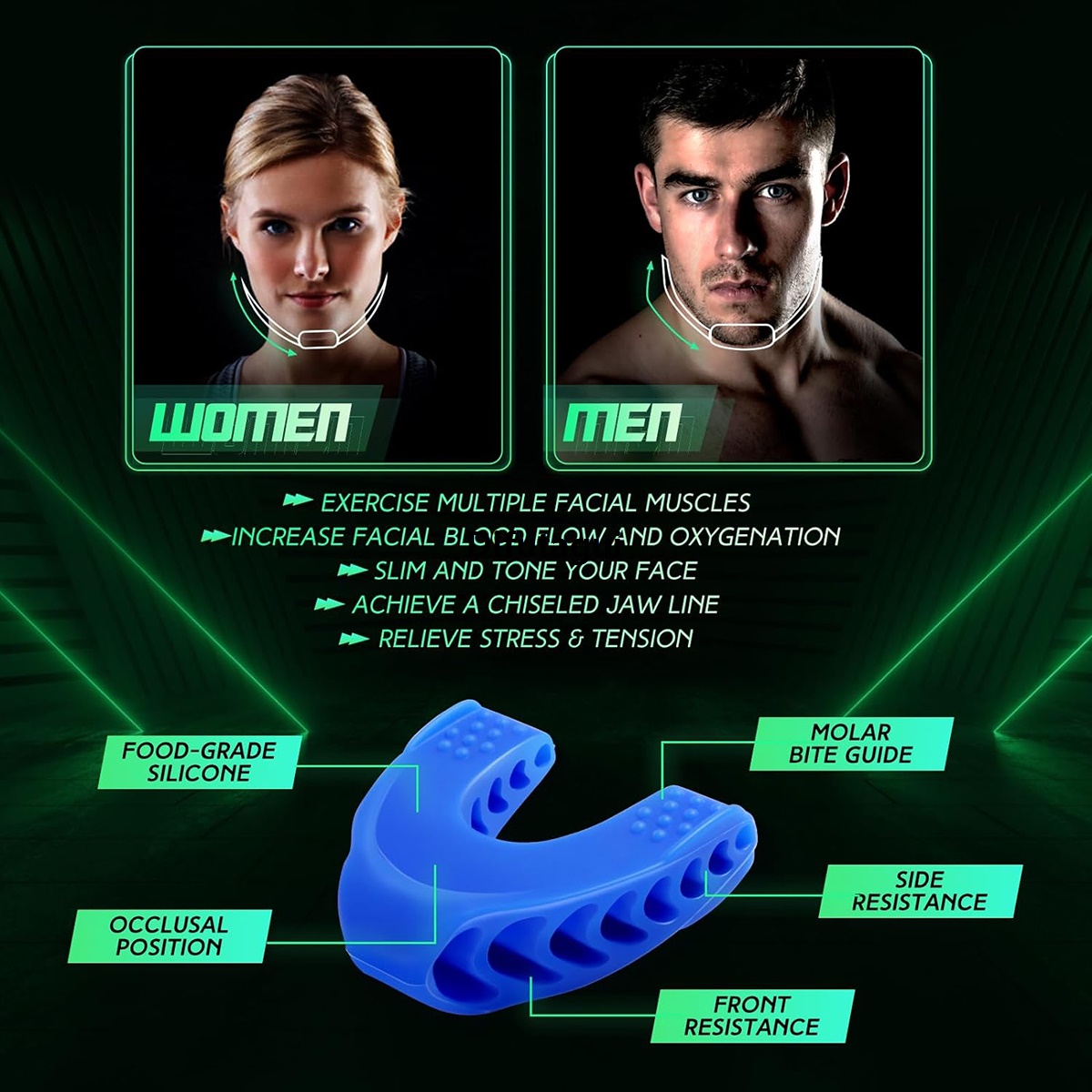 Difutagui New 40/50/60lbs Upgraded Jaw Exerciser And Neck Toning, Jawline Exerciser 2025 for Men And Women, Face Muscle Trainin Double Chin Reducer