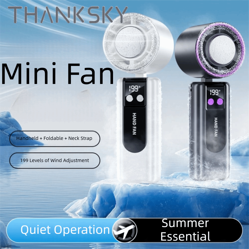 compact 199 Gear Wind Handheld Fan High Speed Semiconductor Refrigeration Portable Cooling Fan Foldable Long Lasting Mini Turbo Fan Walking