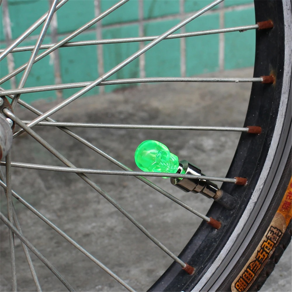 LED Bicycle Wheel Valve Light - Neon Spoke Tyre Light with Battery for Bicycle & Motorcycle