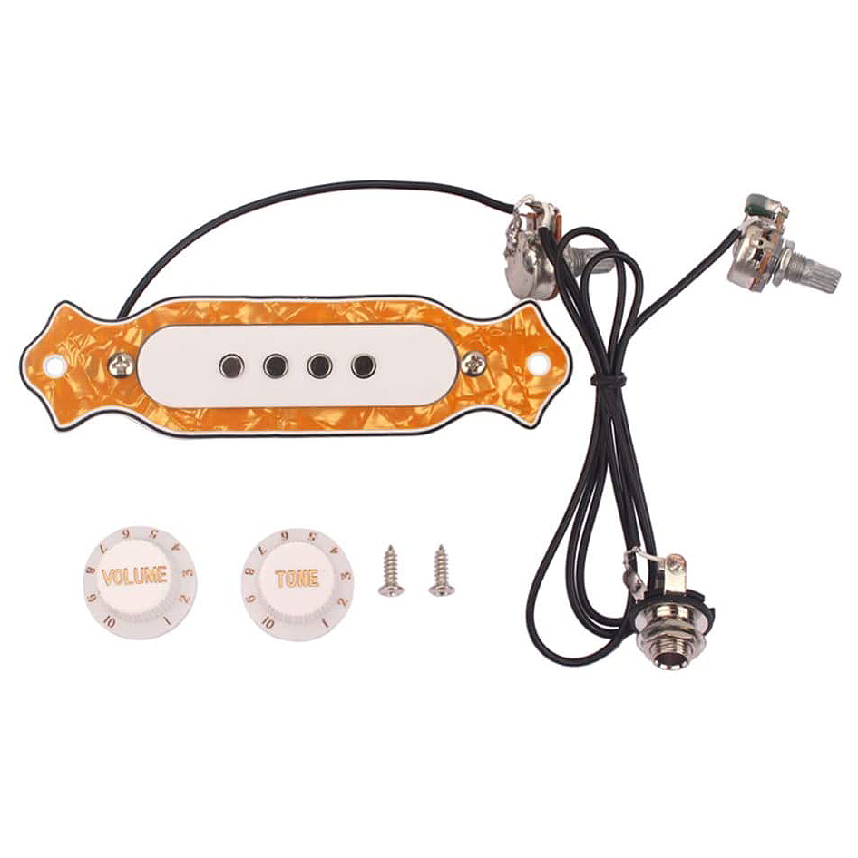 Pickup for 4 String Cigar Box Guitar Pickup with Control Knob Yellow