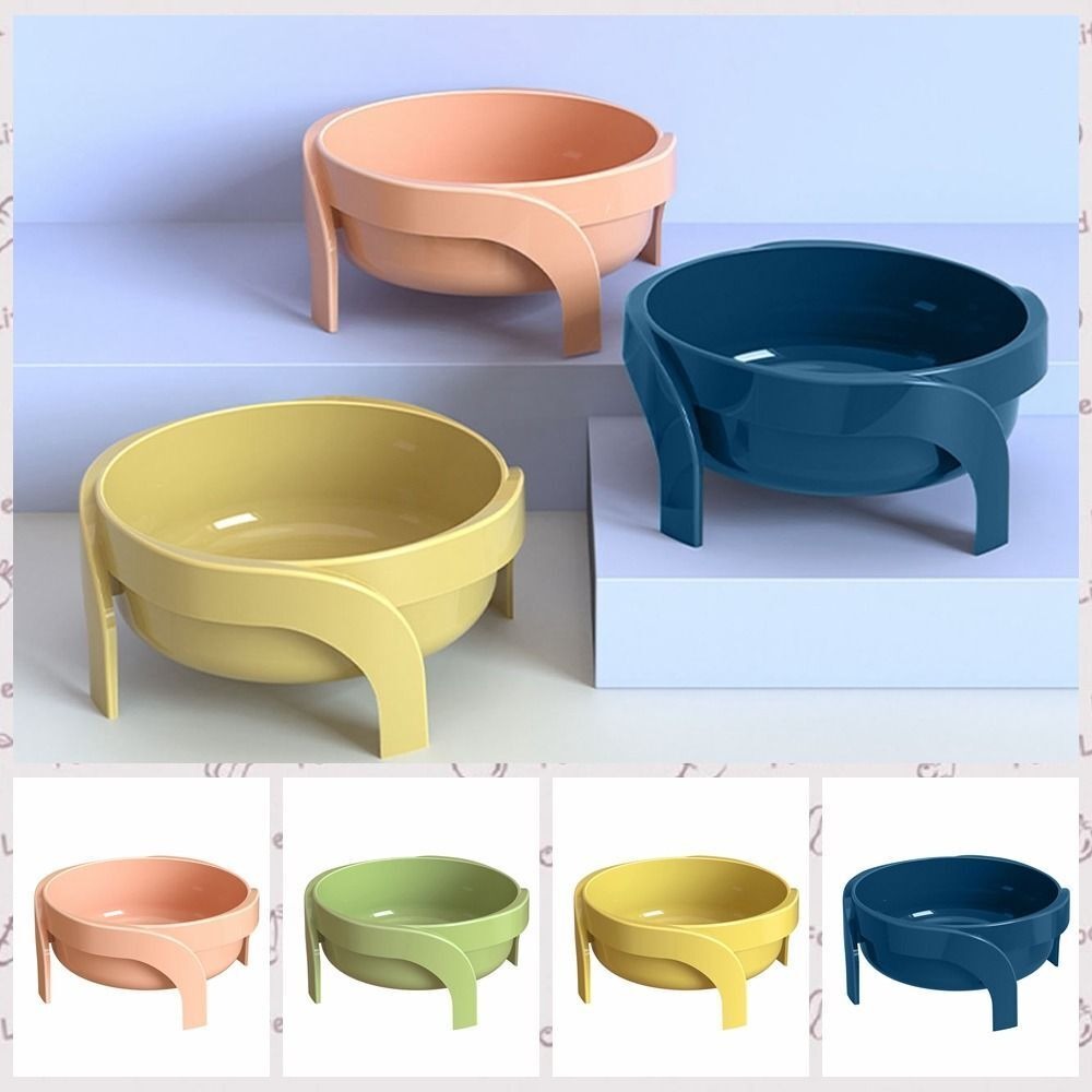 New Plastic High Legged Cat Bowl Large Capacity Anti-slip Raised Neck Protection Bowl Durable Anti Rollover Dog Bowl