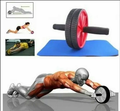 Anti Skid Double Wheel Balance AB Roller Portable Exerciser with Knee Mat for Abdominal Stomach Total Body Workout Hips Shoulder Back Exercise Fat Loss Home Gym Equipment