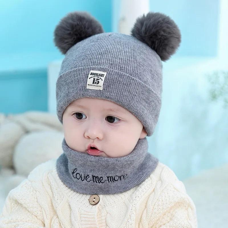 Baby Hat and Scarf Set 2 Pieces Warm Autumn Winter for Kids