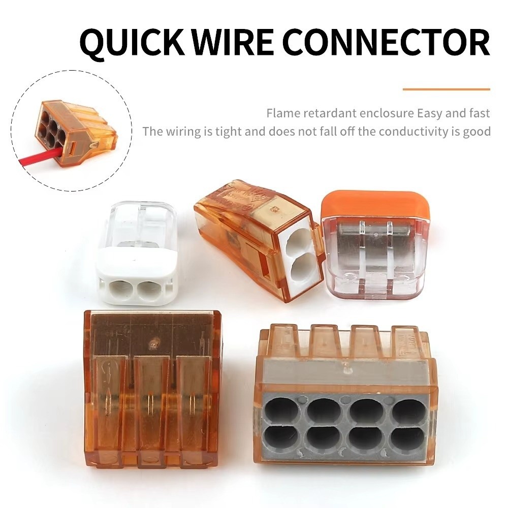 10PCS Wire Terminal 2/3/4/5/6/8 Pin Wire Connector Push In Quick Connect Quick Terminal Durable Secure Contact Electrical Connector Hard Wire Connection