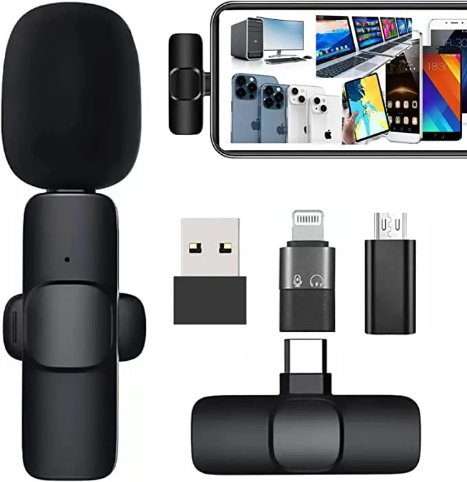 K8 Wireless Collar Mic for Iphone & Type C Supported Wireless Microphone