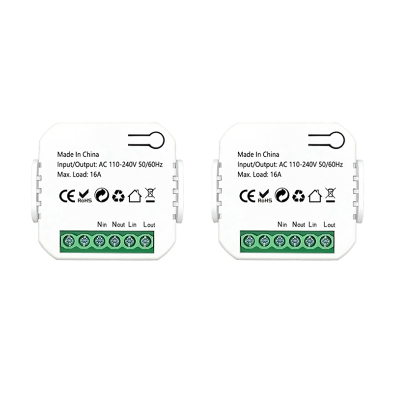 2X Tuya Smart Life ZigBee Switch Electricity Energy Monitor KWh Din Rail 16A Socket Mini Module