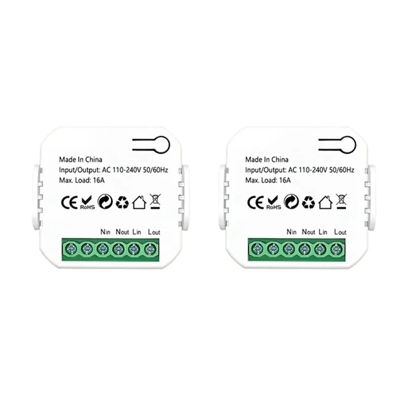 2X Tuya Smart Life ZigBee Switch Electricity Energy Monitor KWh Din Rail 16A Socket Mini Module