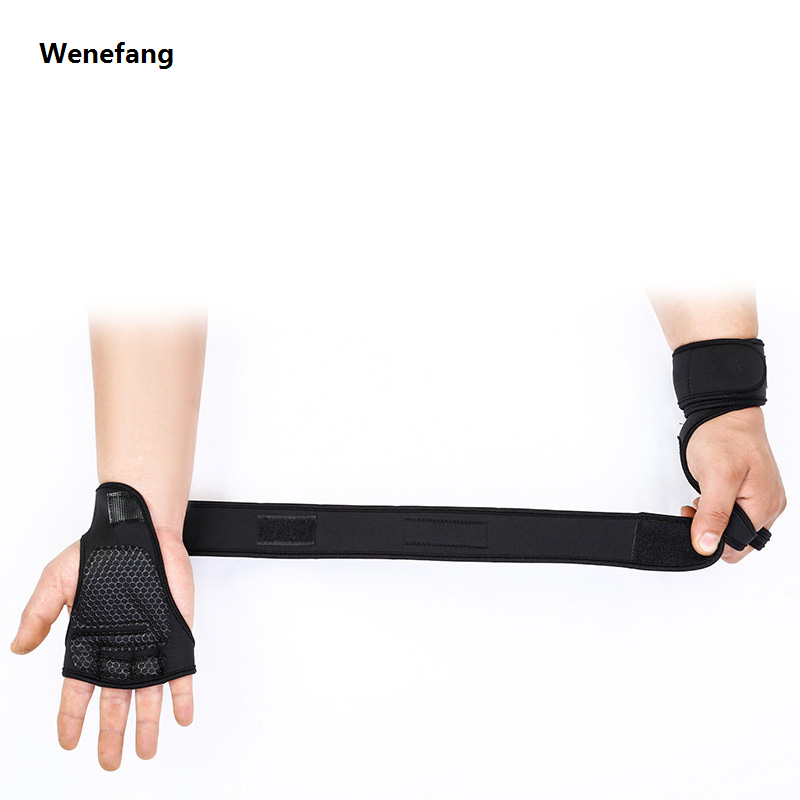 Wenefang Men Women Half Finger Gym Fitness Weightlifting Dumbbell Anti-Shock Long Wristband Gloves Sport Cycling Anti-Skid Mitten N29