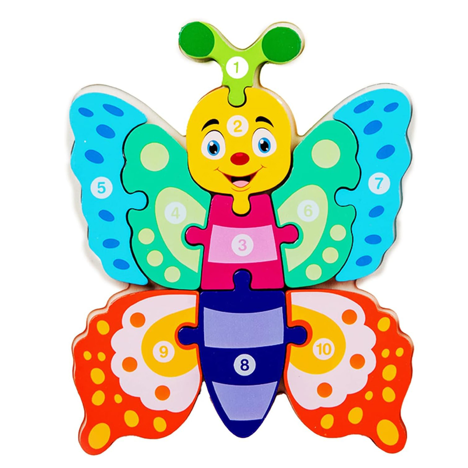 Wooden 3D Dog Jigsaw Puzzle for Kids - Educational Animal Shape Number Learning Toy - Montessori Toddler Brain Teaser & Motor Skills Developer (22.5cm x 18cm)
